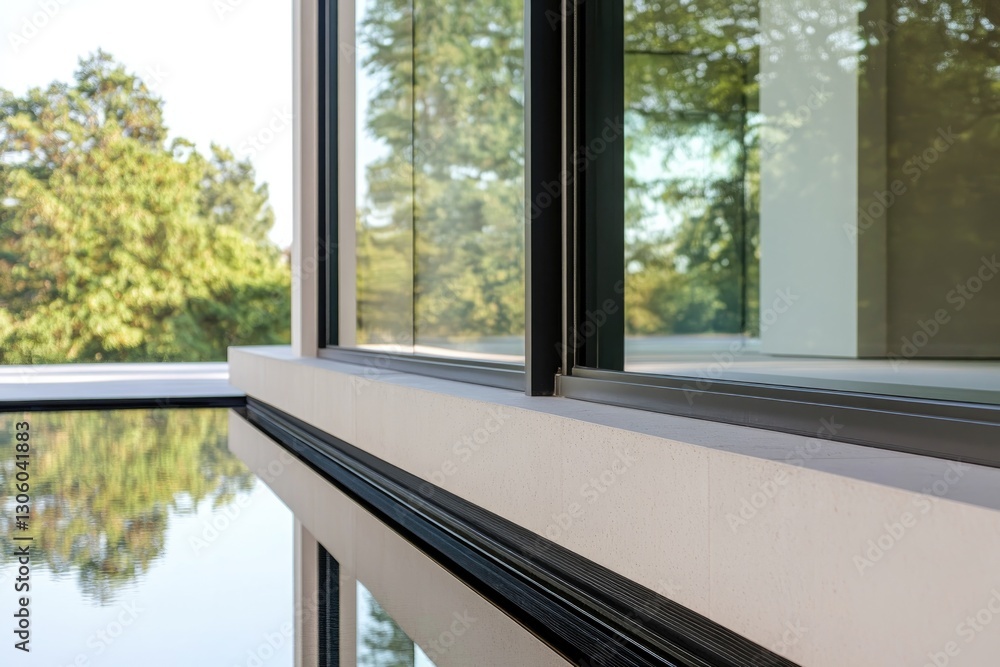 capture close-up of panoramic window showcasing reflections or patterns on glass surface conveying sense of spaciousness capture close-up of panoramic window showcasing reflections or patterns on glass surface conveying sense of spaciousness