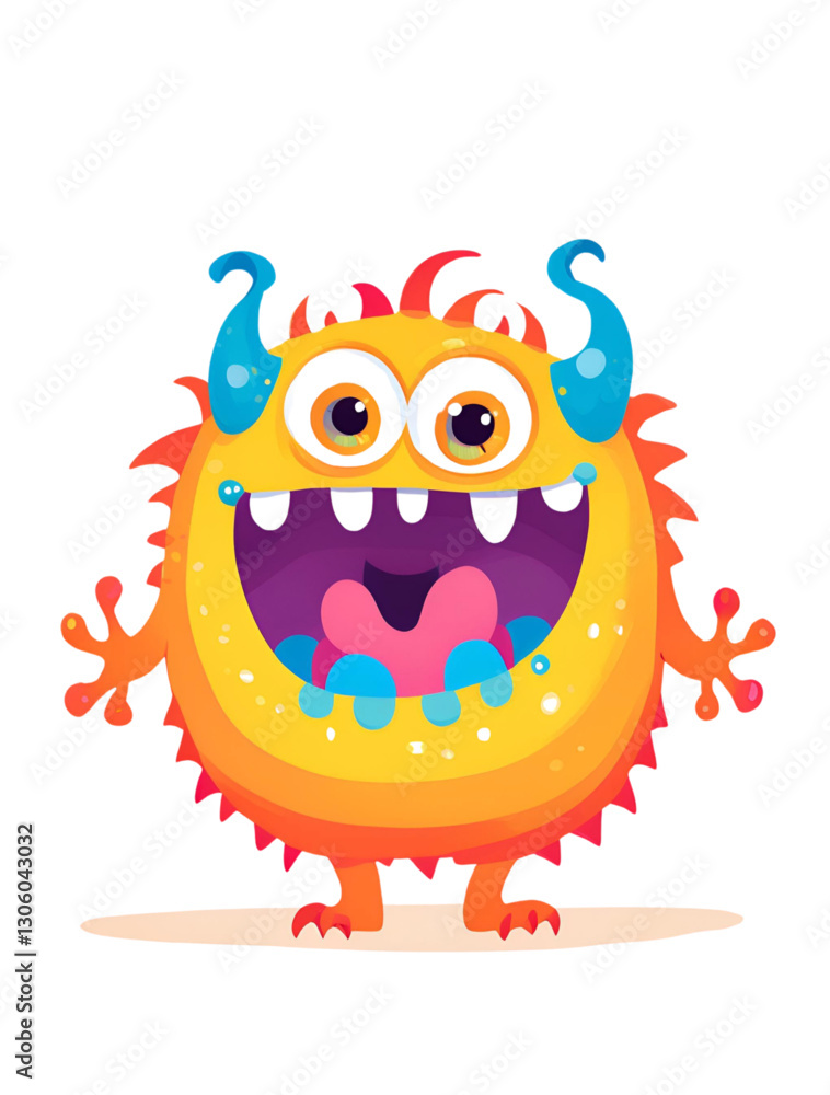 Fototapeta premium funny orange yellow monster cartoon character
