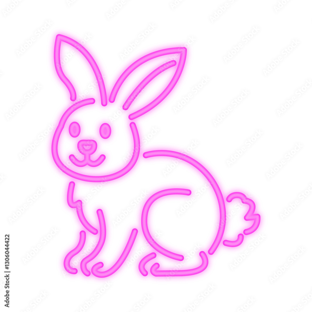A vibrant pink neon bunny illustration glows icon, creating a playful and festive Easter or retro aesthetic A vibrant pink neon bunny illustration glows icon, creating a playful and festive Easter or retro aesthetic