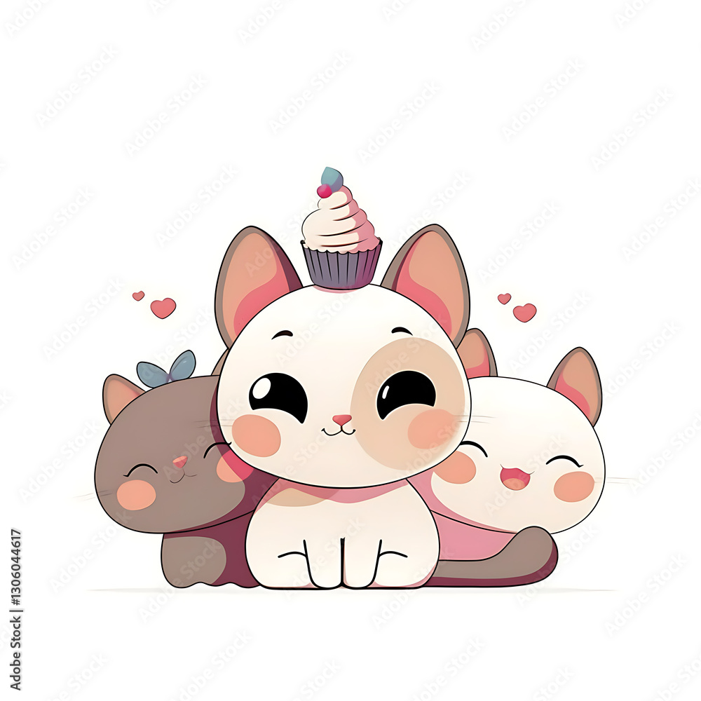 Playful and whimsical cat illustrations in vibrant and minimalist designs Playful and whimsical cat illustrations in vibrant and minimalist designs