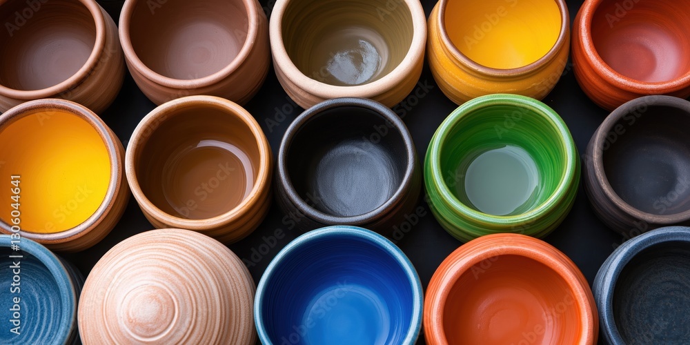 A captivating display of various ceramic bowls in vibrant colors, highlighting unique textures and artistic designs that invite creativity and appeal to home decor enthusiasts.