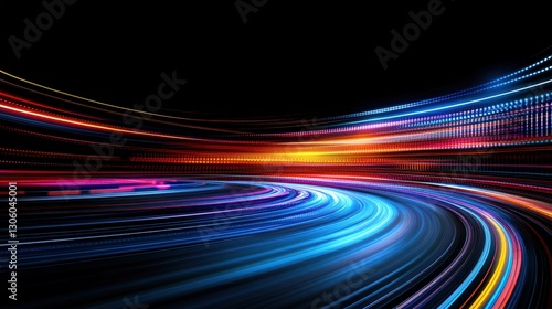 Dynamic abstract art journey deep blue realm digital creation hypnotic environment wide-angle perspective