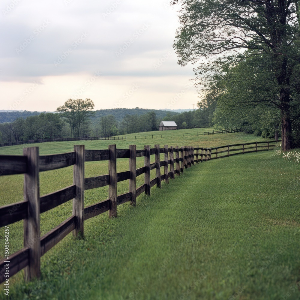 Wooden fences enclosing farm Wooden fences enclosing farm