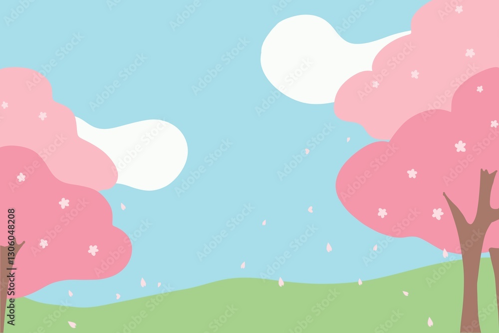 春の風に舞う桜の花びらと青空のイラスト | Cherry Blossom Petals in Spring Breeze with Blue Sky Illustration 春の風に舞う桜の花びらと青空のイラスト | Cherry Blossom Petals in Spring Breeze with Blue Sky Illustration