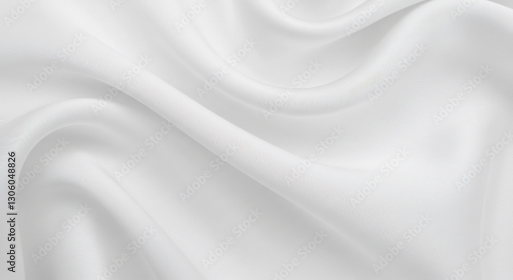 Fototapeta premium Soft white fabric drapes elegantly showing subtle light reflections. AI Generated