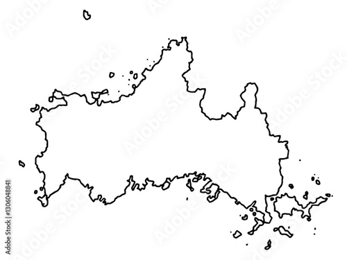 少しゆるい白い山口県地図 中国地方 西日本
