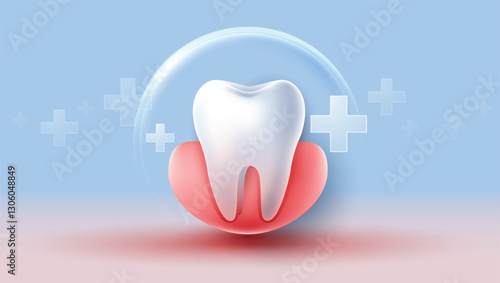 Tooth healthy sparkling white and muscle hand strong with calcium fluorine. can be used in children dentist clinic. Medical health and dentistry concept. cartoon dental character. vector design.