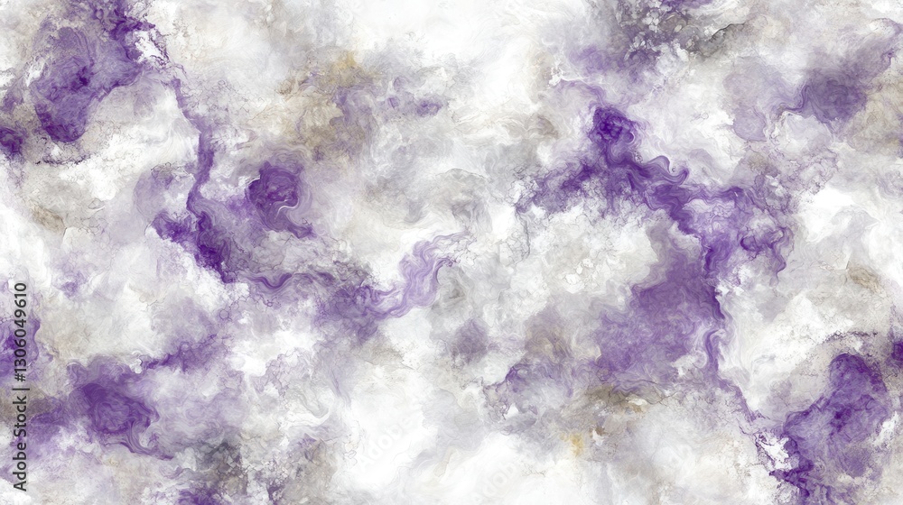 Obraz premium Artistic abstract composition featuring swirling purple and white pigments in space