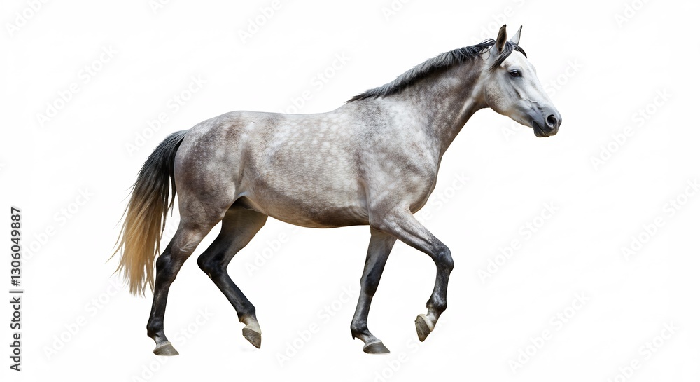 Elegant Grey Horse Walking Studio Shot. AI Generated Elegant Grey Horse Walking Studio Shot. AI Generated