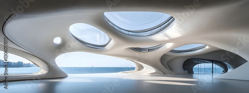 Wallpaper Mural Modern Architecture Interior with Ocean View Torontodigital.ca