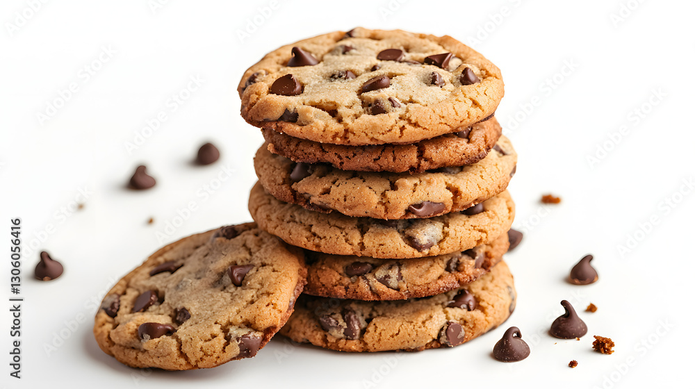 Freshly Baked Perfectly Stacked Tower of Delicious Chocolate Chip Cookies Freshly Baked Perfectly Stacked Tower of Delicious Chocolate Chip Cookies