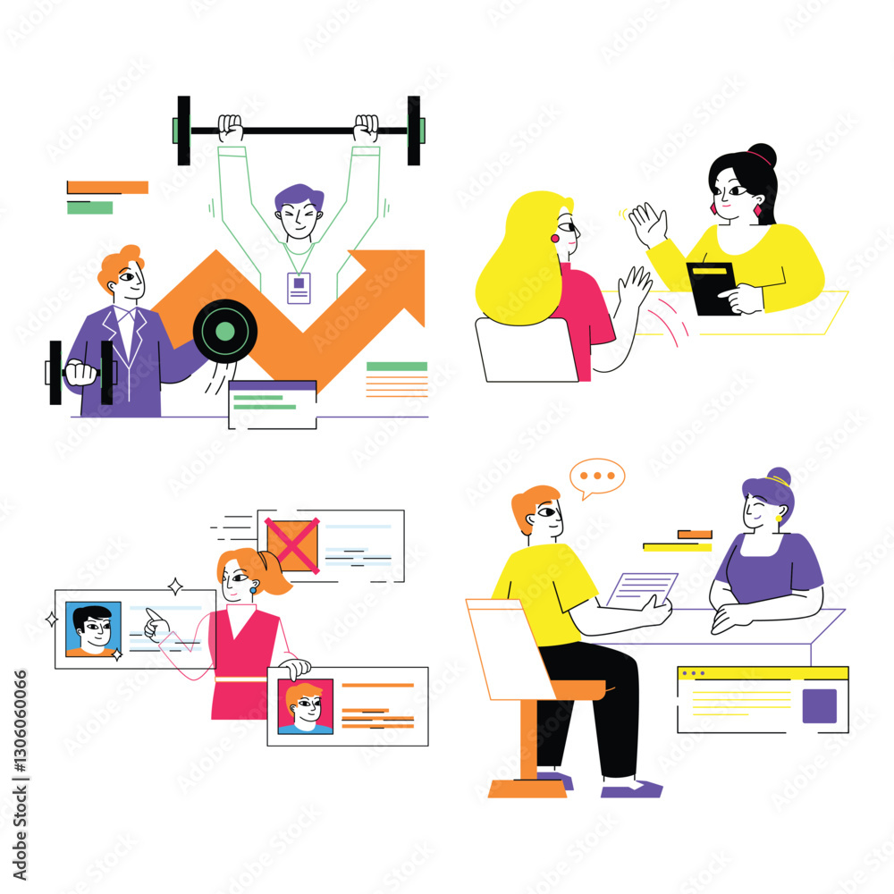 Lined Art Minimal Corporate Startup Office Employee Lined Art Minimal Corporate Startup Office Employee