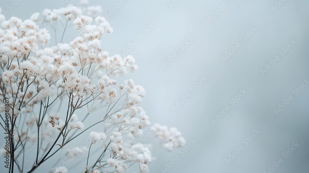 Delicate white flowers against a soft blurred pastel background are shown Delicate white flowers against a soft blurred pastel background are shown