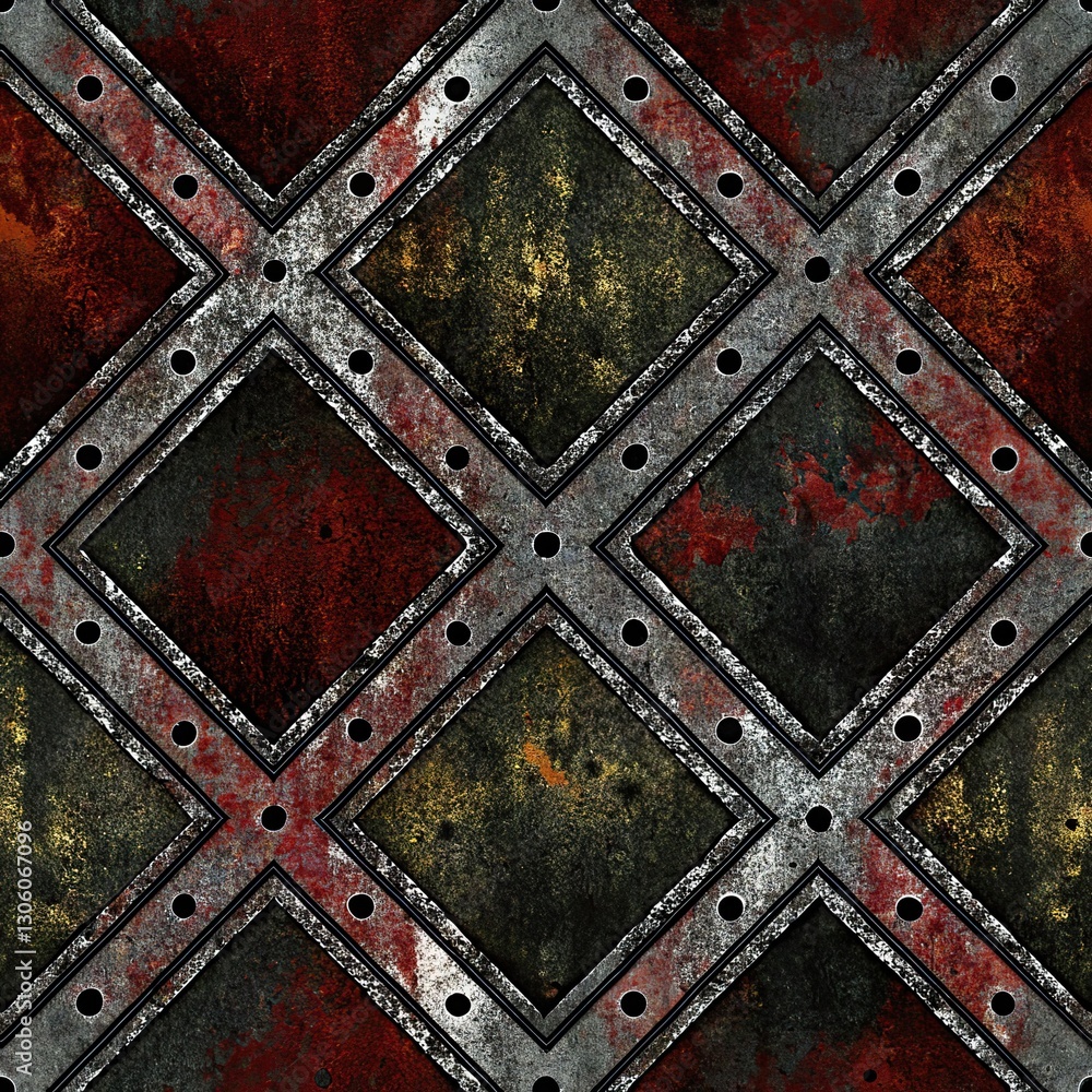 Seamless pattern, pattern, rusted metal grille with industrial design and corrosion texture, rusted metal grille with diamond pattern, industrial metal texture Seamless pattern, pattern, rusted metal grille with industrial design and corrosion texture, rusted metal grille with diamond pattern, industrial metal texture
