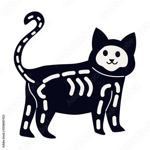 Cute Cat Halloween Illustration on White Background. Vector Character.