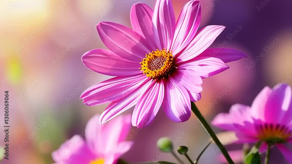 A close-up of a vibrant pink flower against a soft, blurred background. A close-up of a vibrant pink flower against a soft, blurred background.