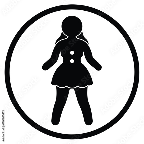 Baby Doll Girl Silhouette Icon Clipart Black