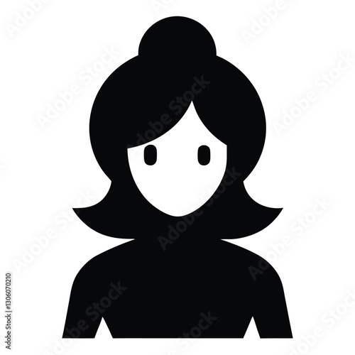 Minimal Black Baby Doll Girl Silhouette Icon