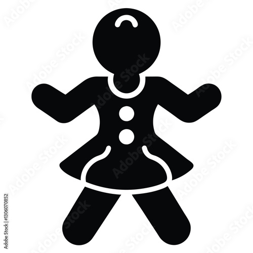 Silhouette Icon of Baby Doll Girl in Black