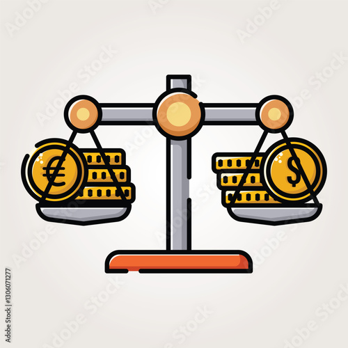 scales dollar and euro balance icon vintage vector illustration design