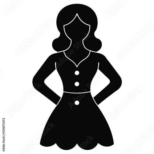 Minimal Baby Doll Girl Silhouette Icon Clipart