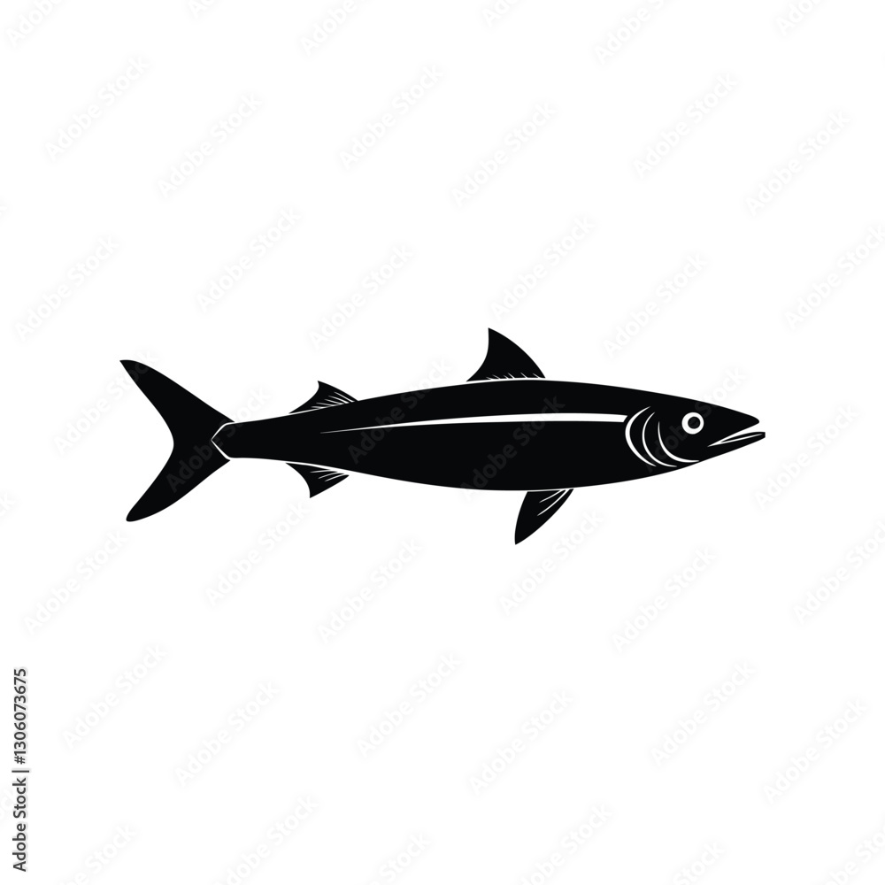 Fototapeta premium Anchovy Silhouette Vector Art | Black Color Anchovy Fish Illustration Design