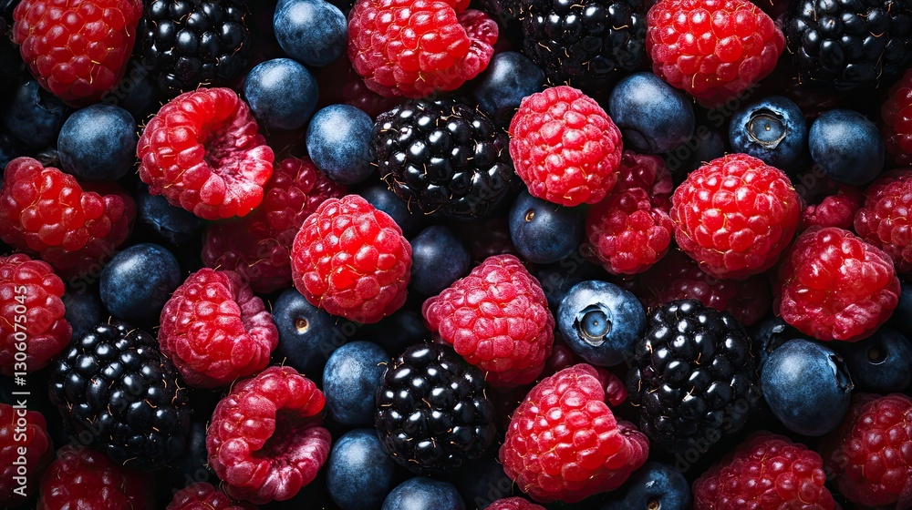 A juicy berry mix of raspberries, blackberries, and blueberries on a smooth surface, with plenty of room for copy. A juicy berry mix of raspberries, blackberries, and blueberries on a smooth surface, with plenty of room for copy.