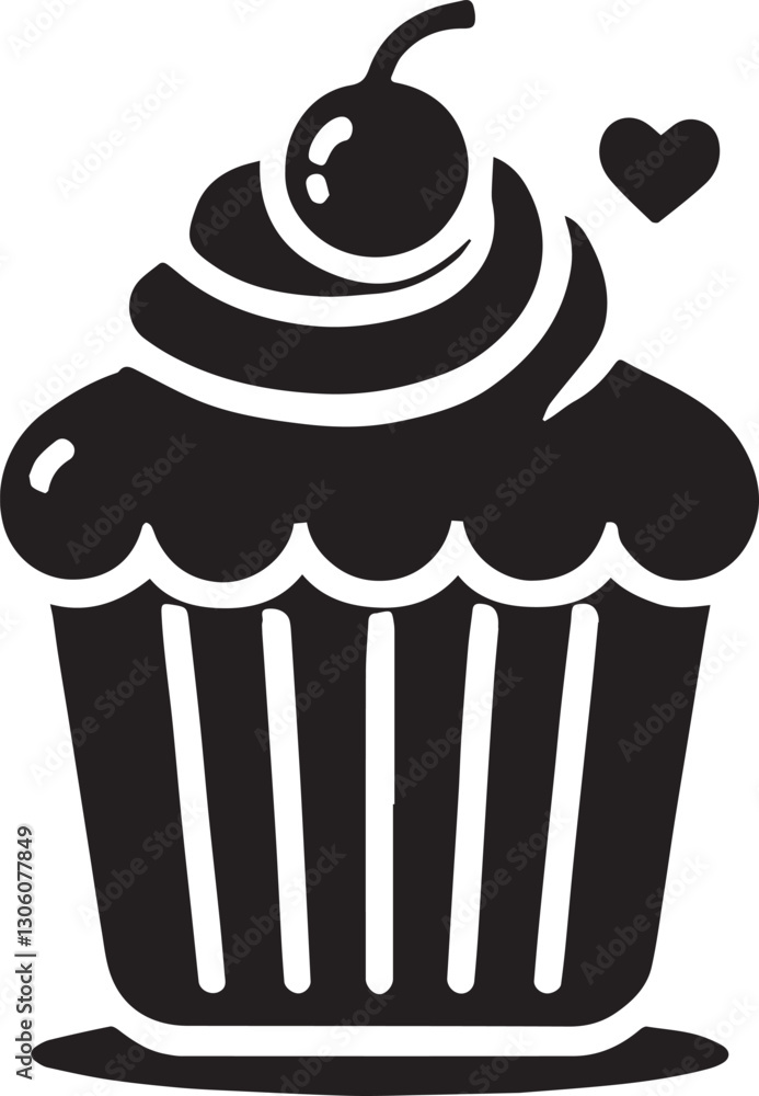 vector illustration of a cupcake, cupcake silhouette vector icon black and white vector illustration of a cupcake, cupcake silhouette vector icon black and white