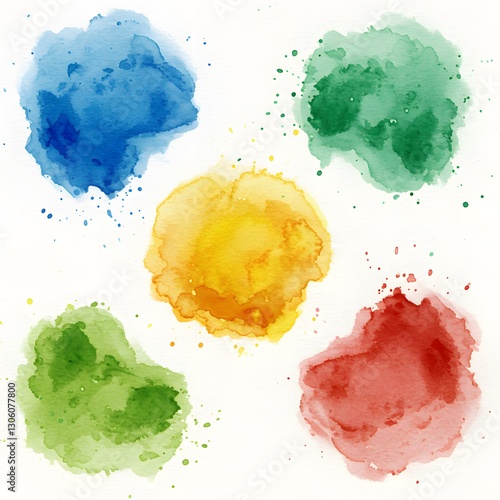 set of watercolour in beautiful style isolated on white background, texture