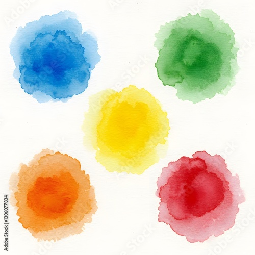 set of watercolour in beautiful style isolated on white background, texture