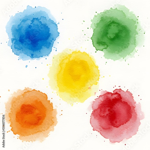 set of watercolour in beautiful style isolated on white background, texture