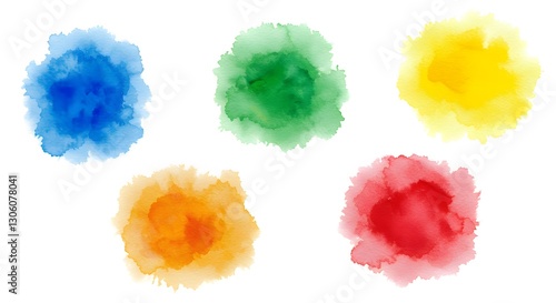 set of watercolour in beautiful style isolated on white background, texture