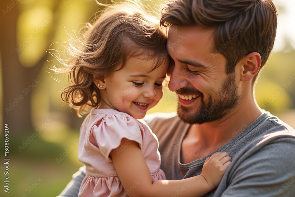 Joyful father and daughter sharing a tender moment in nature Joyful father and daughter sharing a tender moment in nature