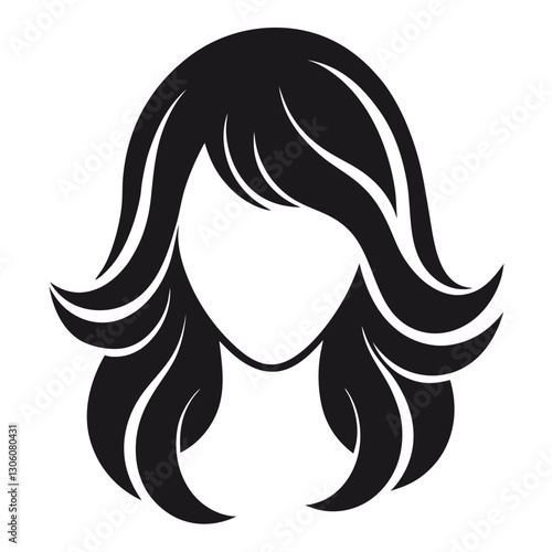 Contemporary Woman Hair Icon Silhouette for digital and fashion design