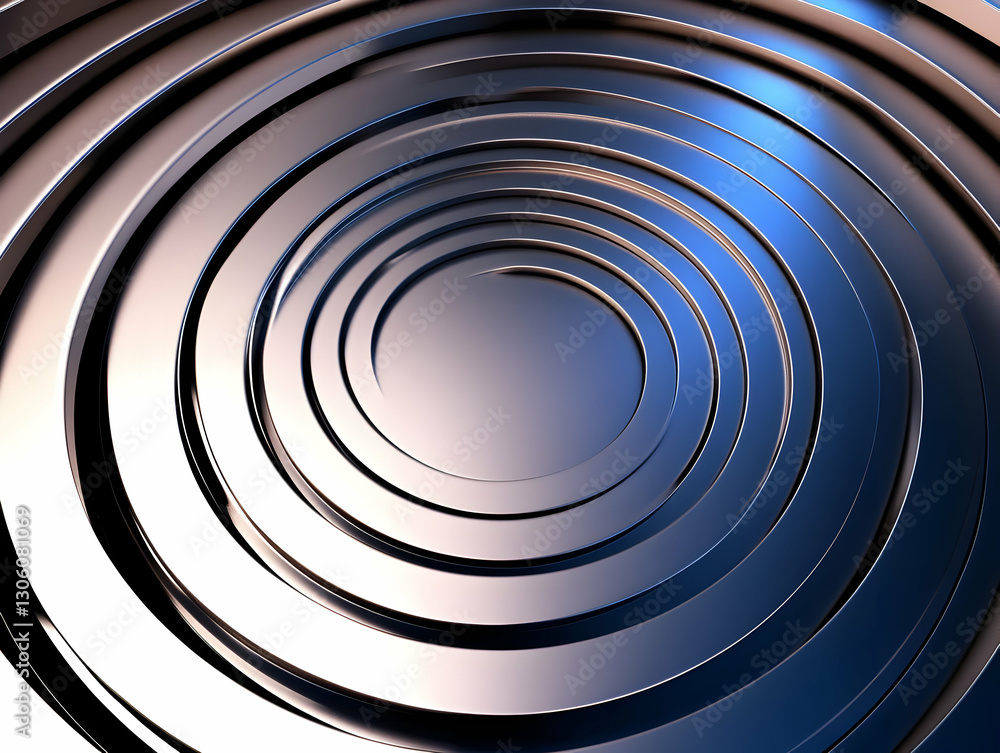 3D Abstract Metallic Spiral Rings With Blue Light And Dark Geometric 3D Abstract Metallic Spiral Rings With Blue Light And Dark Geometric