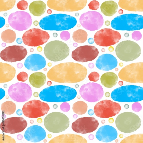 Abstract Colorful Watercolor Circles Pattern seamless.