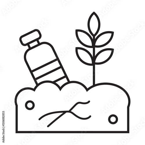 Land pollution line icon
