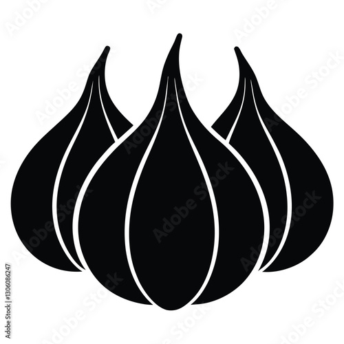 Modern Three Garlic Silhouettes Icon for Recipes