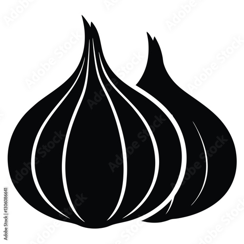 Elegant Two Garlic Silhouettes Icon for Recipes