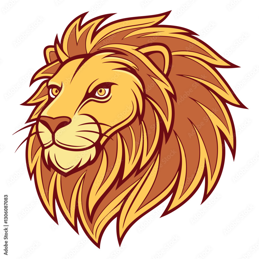 Fototapeta premium a-bold-and-fierce-lion-head-in-a-cartoon-vector-st.eps