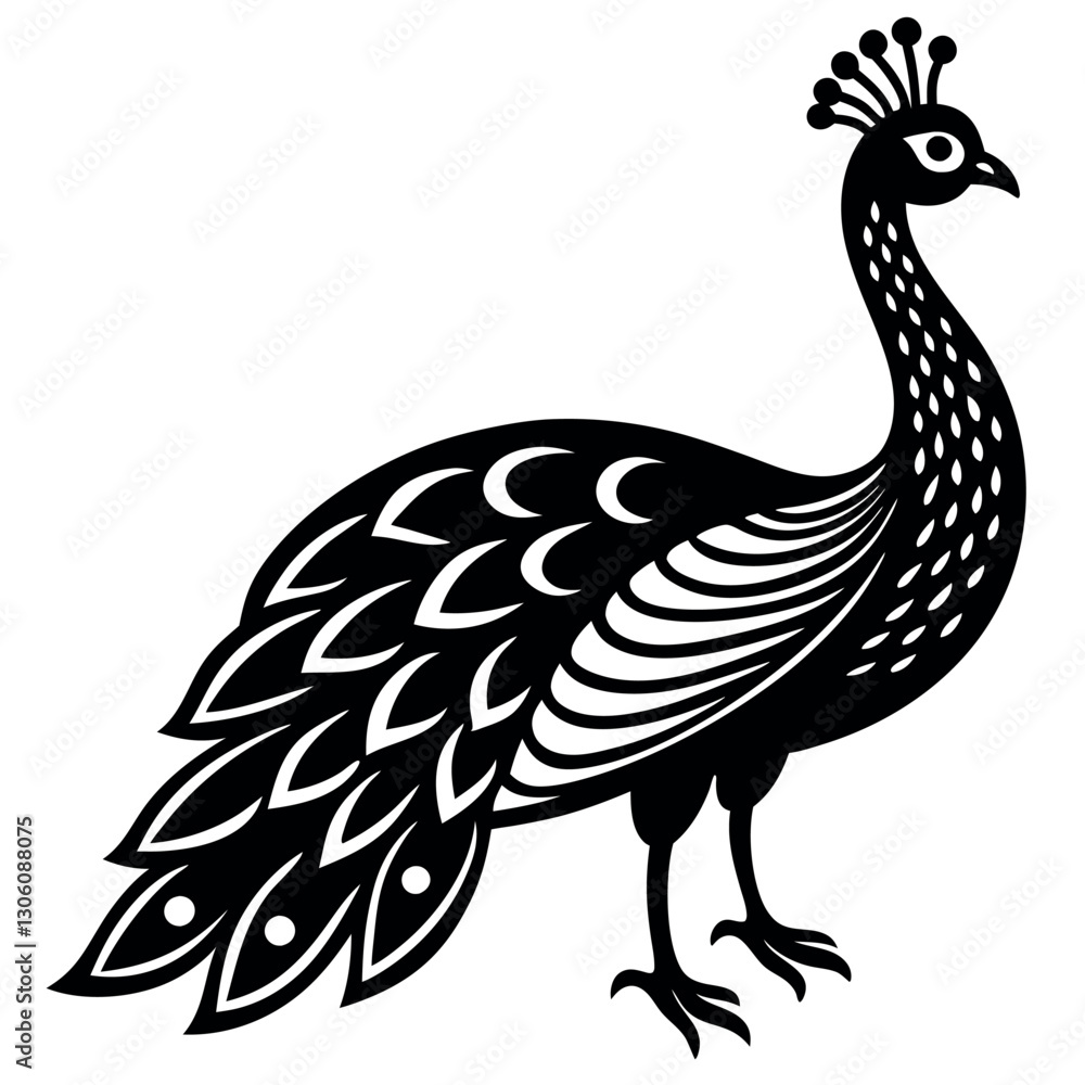 Fototapeta premium draw-an-peacock-without-color-for-a-coloring-book- (1).eps