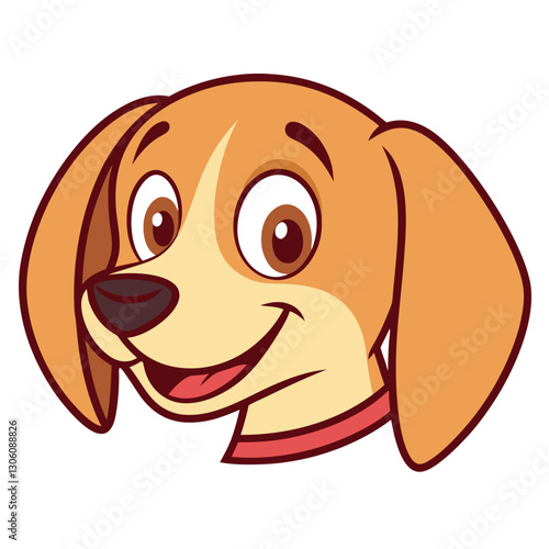 Happy dog head cartoon vector floppy ears bright. 