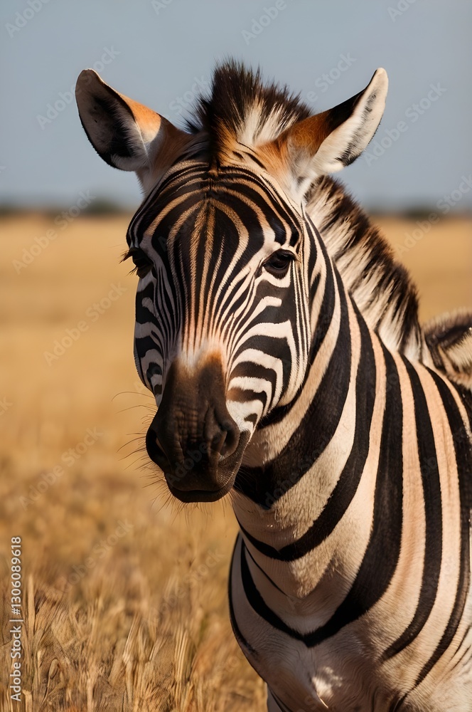 Fototapeta premium The Striped Elegance – A Zebra in the Wild