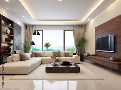 Wallpaper Mural Modern Living room interior design Torontodigital.ca