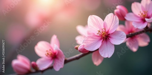 Soft pink blossoms, delicate petals, lush background, floral, flower wallpaper