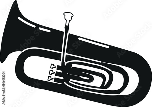 Trumpet music instrument black-and-white vector illustration