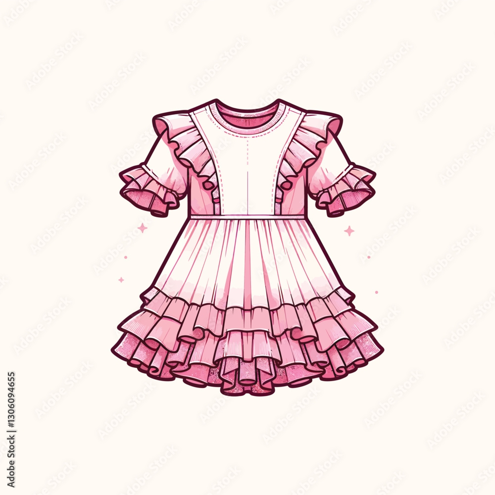 Ruffle pink dress Hem Dress technical fashion Ruffle pink dress Hem Dress technical fashion