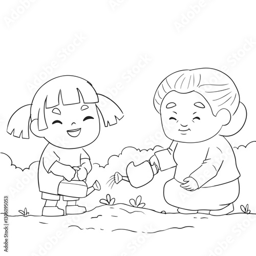 Children Helping Each Other Coloring Book