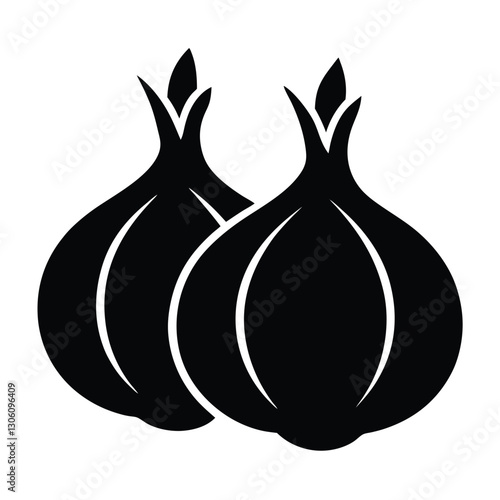 Abstract icon of two onion silhouettes for visuals photo