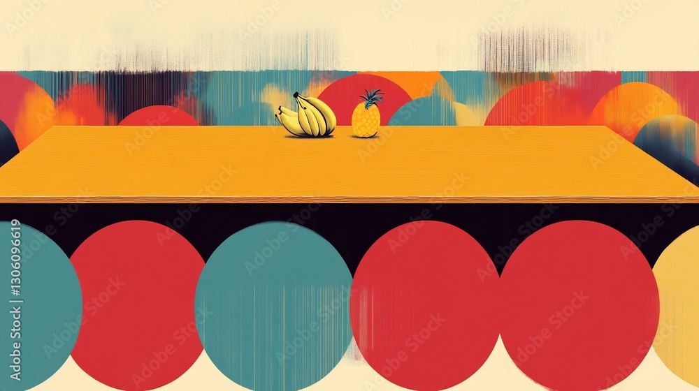 Fototapeta premium Vibrant Fruit Still Life Bold Colors Simple Composition. AI Generated